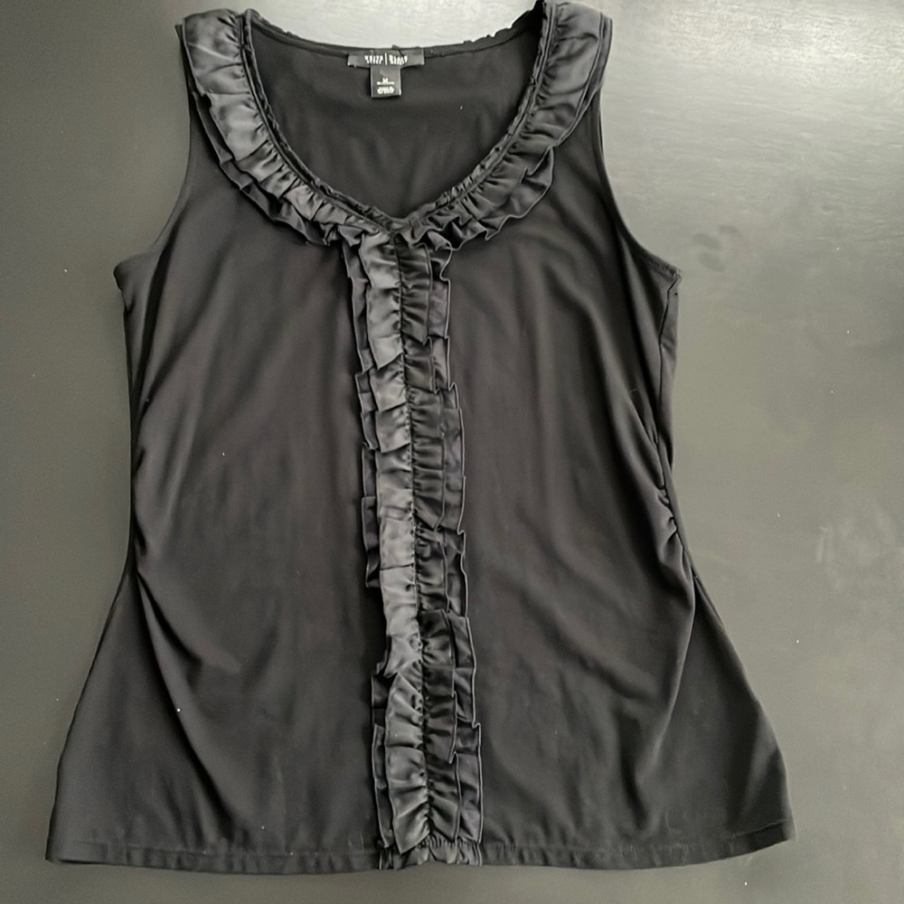 [White House Black Market] Black Ruffle Top